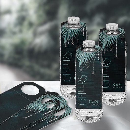 ジュエルパーム結婚リーフの応援ティール(緑がかった色)ID830 ボトルネックタグ