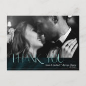 ジュエルパーム結婚リーフの感謝ティール（緑がかった色）ID830 案内ポストカード (正面)