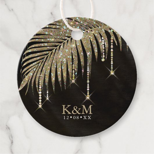 ジュエルパーム結婚リーフの金ゴールドID830メッセージカード フェイバータグ (正面)