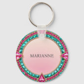 ジュエルピンクとターコイズ キーホルダー (正面)