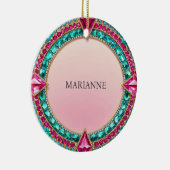 ジュエルピンクとターコイズ セラミックオーナメント (右)