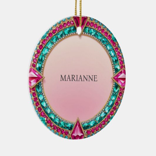 ジュエルピンクとターコイズ セラミックオーナメント (右)