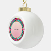 ジュエルピンクとターコイズ セラミックボールオーナメント (右)