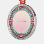 ジュエルピンクとターコイズ メタルオーナメント (左)