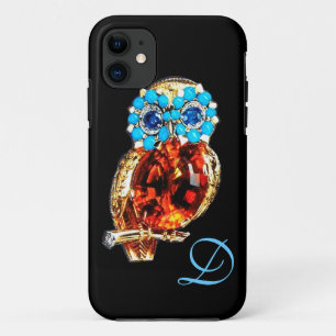 ジュエルフクロウモノグラム金ゴールドブルーターキストパス iPhone 11 ケース