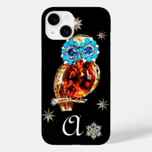ジュエルフクロウ、ダイヤモンドスター、金ゴールド、ブルーターカーゼ、トパーズ Case-Mate iPhone 14ケース
