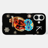 ジュエルフクロウ、ダイヤモンドスター、金ゴールド、ブルーターコイズ、トパーズ Case-Mate iPhoneケース (裏面 (横))