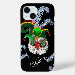 ジュエルフクロウ、小妖精や小人帽子、シャムロック、ダイヤモンドの羽 iPhone 15ケース