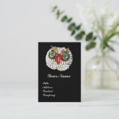 ジュエルフクロウ,金ゴールド,グリーンエメラルド,白黒パール 名刺 (スタンド正面)