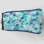 ジュエルブルーリーフパターン ゴルフヘッドカバー (正面)