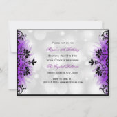 ジュエルマスク&ダマスクパープルマスカレード甘い16 招待状 (裏面)