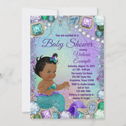 ジュエルマーメイドアフリカマーメイドベビーシャワー 招待状 (正面)