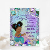 ジュエルマーメイドアフロヘアベビーシャワー招待状 ポストカード