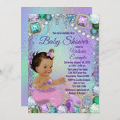ジュエルマーメイドエスニックピンクマーメイドベビーシャワー 招待状 (正面/裏面)
