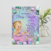 ジュエルマーメイドブロンドピンクマーメイドベビーシャワー 招待状 (スタンド正面)