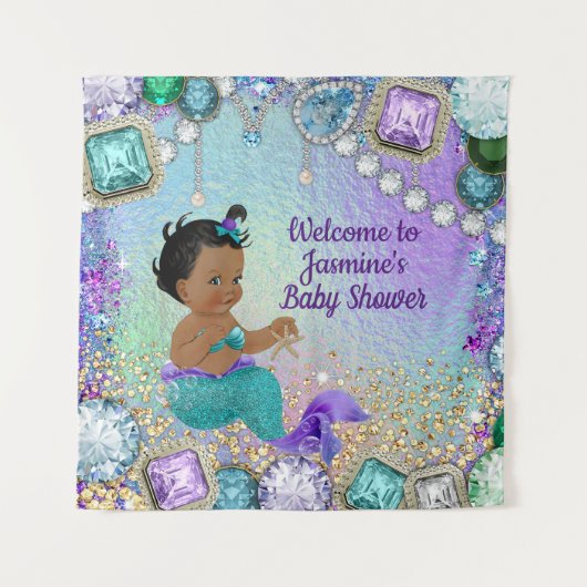 ジュエルマーメイドベイビーシャワーバックドロップバナーSQ タペストリー (正面)