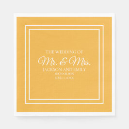 ジュエルモダントーンマスタードイエローホワイト結婚ズ スタンダードランチョンナプキン