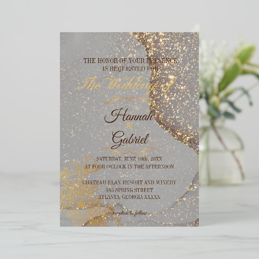 ジュエル収集スクリプト箔結婚式招待状 箔招待状 (立ち正面)