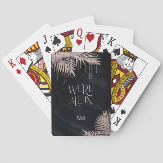 ジュエル結婚パームリーフのバラ金ゴールド/Nvy ID830 トランプ (裏面)