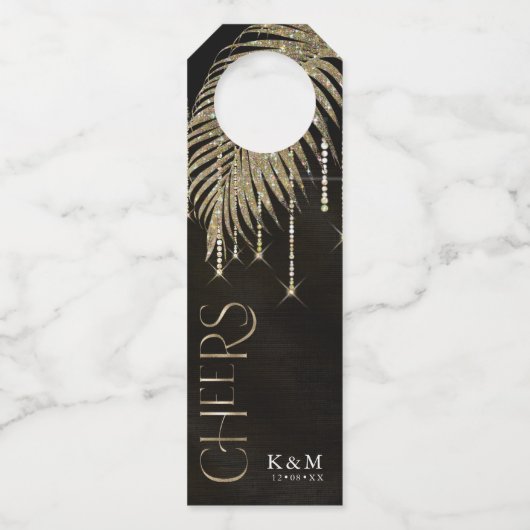 ジュエル結婚パームリーフの応援金ゴールドID830 ボトルネックタグ (正面)