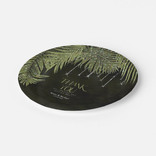 ジュエル結婚パームリーフの緑V2 ID830 ペーパープレート (アングル)