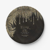 ジュエル結婚パームリーフの金ゴールドV2 ID830 ペーパープレート (正面)