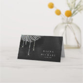 ジュエル結婚パームリーフの銀ID830 プレイスカード (裏面)