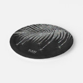 ジュエル結婚パームリーフの銀ID830 ペーパープレート (アングル)