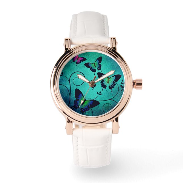 ジュエル華美蝶ブルー 腕時計 (正面)