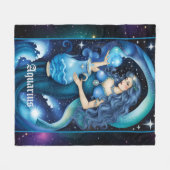 ジュエル銀河系〔占星術の〕十二宮図アクエリアス フリースブランケット (正面(横))