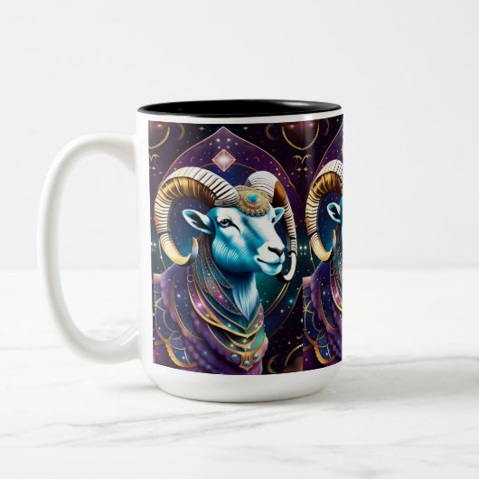 ジュエル銀河系〔占星術の〕十二宮図アリー ツートーンマグカップ (左)