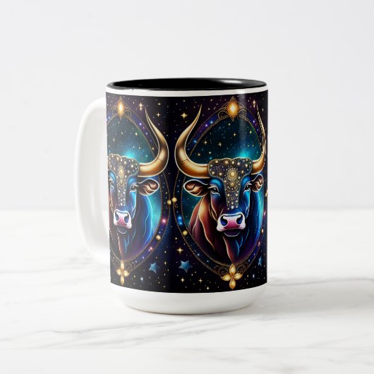 ジュエル銀河系〔占星術の〕十二宮図タウロス ツートーンマグカップ (正面左)