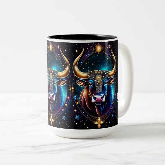 ジュエル銀河系〔占星術の〕十二宮図タウロス ツートーンマグカップ (正面右)