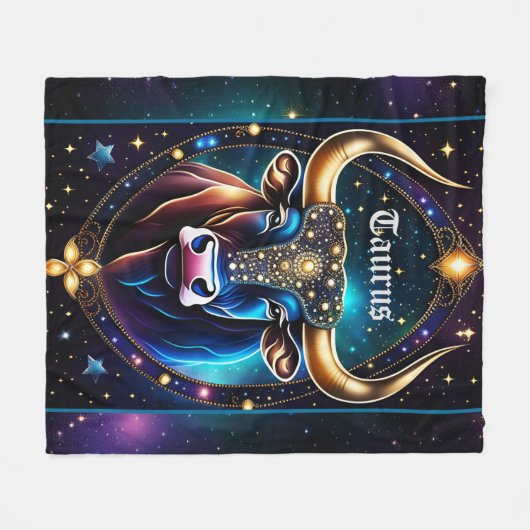ジュエル銀河系〔占星術の〕十二宮図タウロス フリースブランケット (正面(横))