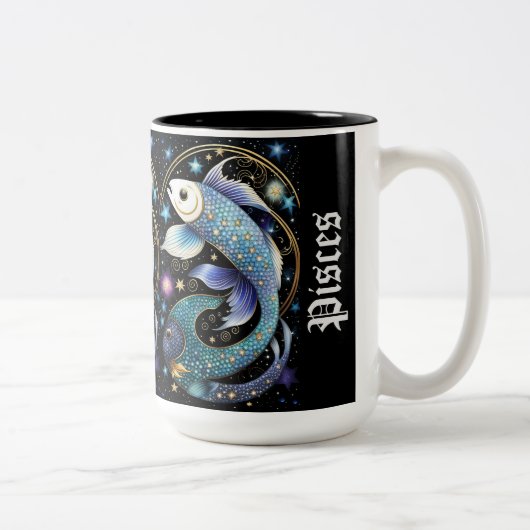 ジュエル銀河系〔占星術の〕十二宮図魚座 ツートーンマグカップ (右)