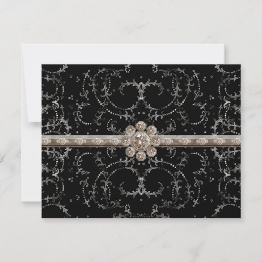 ジュエル ルック シルバー ブリング オクタゴナル ダイヤモンド スワールズ 招待状 (正面)