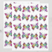 ジュエル レインボー クリスタル バタフライ スクラップブッキング ペーパー (正面/裏面)