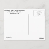 ジュゼッペ・ヴェルディと彼の出身地はロンコール ポストカード (裏面)