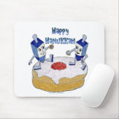 ジュダイカハッピーハヌッカ踊りドリードルズドーナツ マウスパッド (マウス)