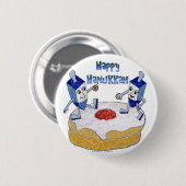 ジュダイカハッピーハヌッカ踊りドリードルズドーナツ 缶バッジ (正面&裏面)