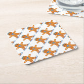 ジュダイカハヌカージンジャーブレッドマン（ユダヤ教）メノラー スクエアペーパーコースター (アングル)