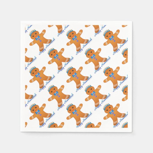 ジュダイカハヌカージンジャーブレッドマン(ユダヤ教)メノラー スタンダードカクテルナプキン (正面)