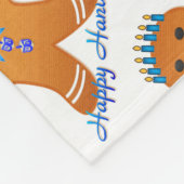 ジュダイカハヌカージンジャーブレッドマン（ユダヤ教）メノラー フリースブランケット (角)