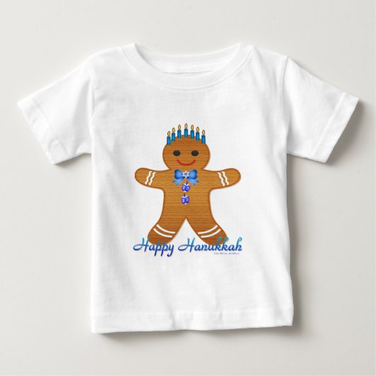 ジュダイカハヌカージンジャーブレッドマン(ユダヤ教)メノラー ベビーTシャツ (正面)