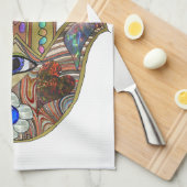 ジュダイカハムザハートフラワーズオパールプリント キッチンタオル (四つ折り)