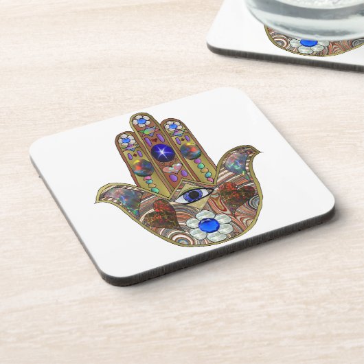 ジュダイカハムザハートフラワーズオパールプリント コースター (左側)