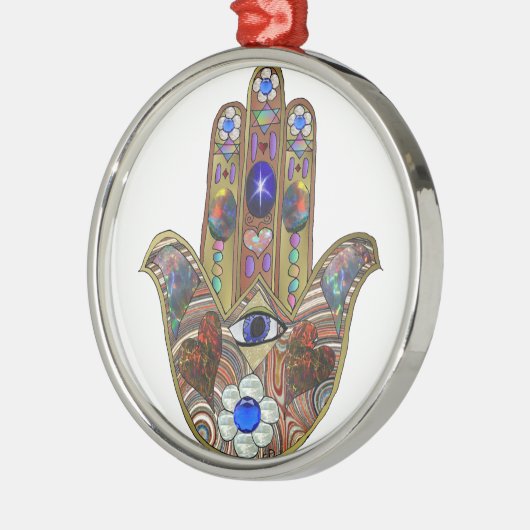 ジュダイカハムザハートフラワーズオパールプリント メタルオーナメント (左)