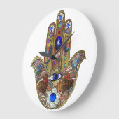 ジュダイカハムザハートフラワーズオパールプリント ラージ壁時計 (傾斜)