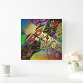 ジュダイカプリムエスターお祝いアートプリント スクエア壁時計 (ホーム)