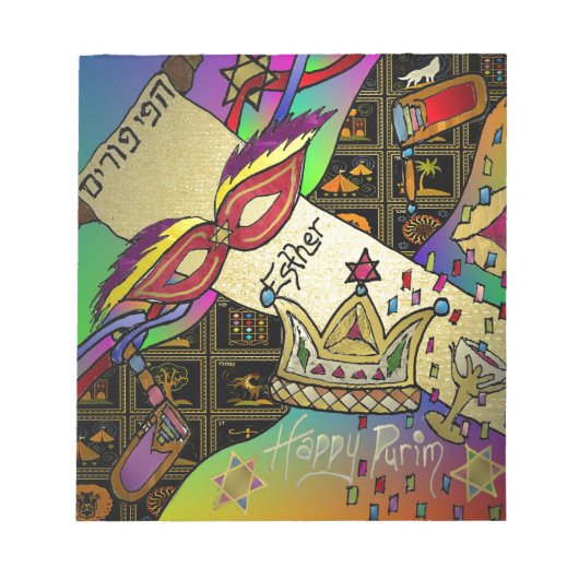 ジュダイカプリムエスターお祝いアートプリント ノートパッド (正面)